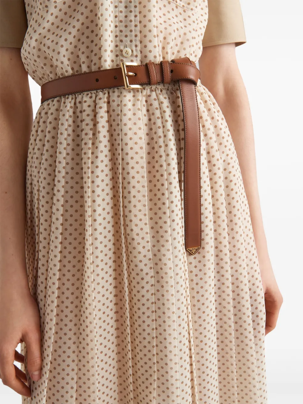 Prada Leren riem met logo-applicatie Bruin