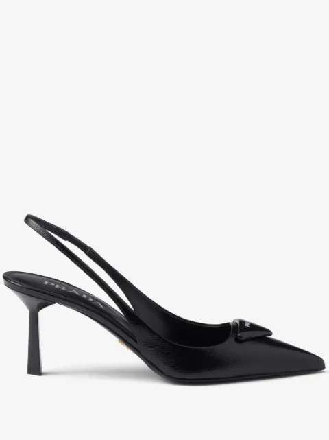 Prada Saffiano patent leather slingback pumps