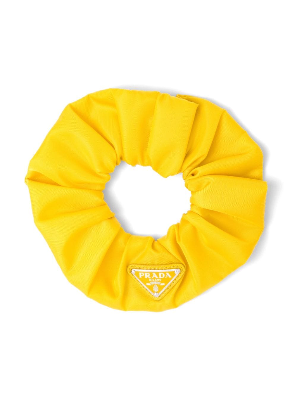 Prada Logo-plaque Scrunchie In Yellow