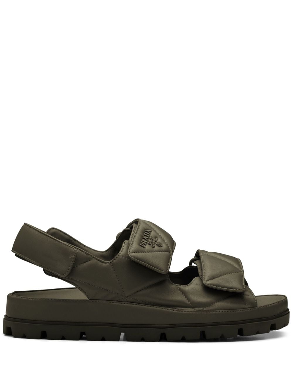 Prada Padded Nappa Leather Sandals In Green