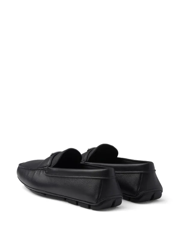 Prada Leather Driving Shoes | Black | FARFETCH