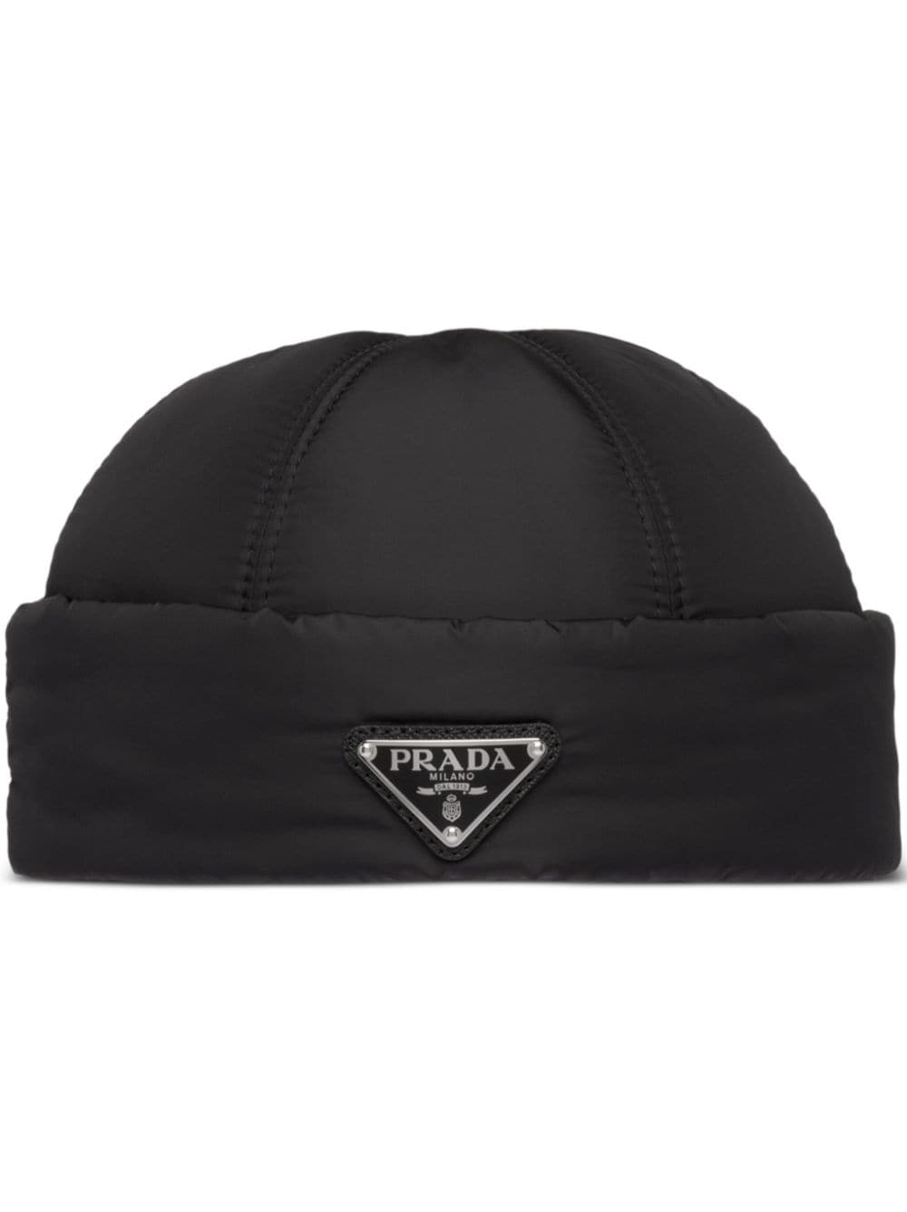 Prada Re-nylon Padded Beanie In 黑色