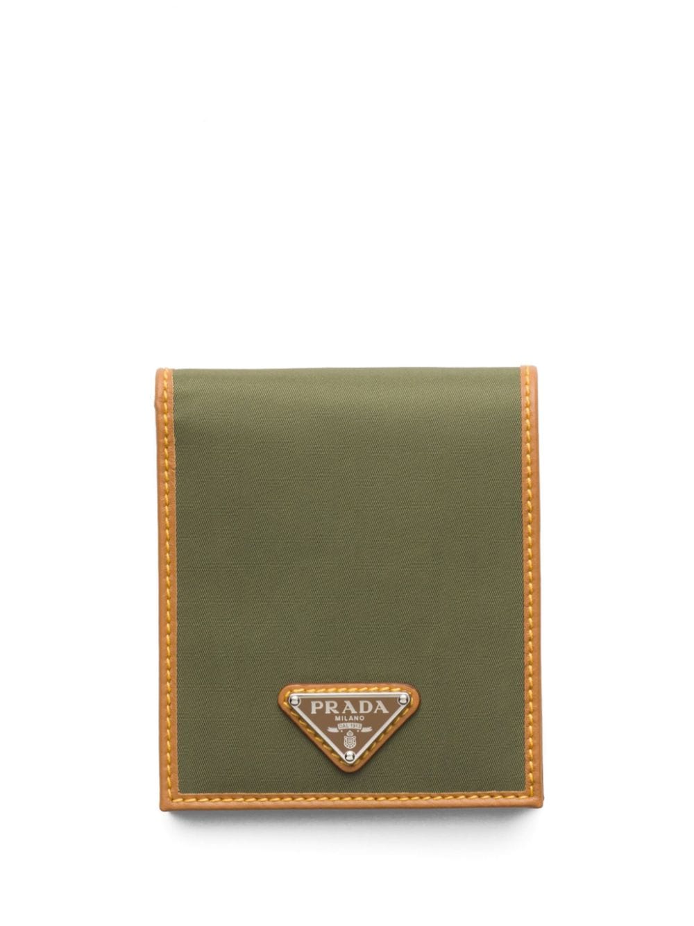Prada Re-nylon Bi-fold Wallet In Green