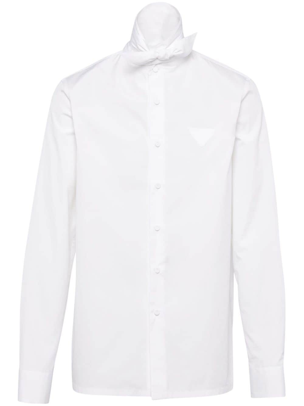 Shop Prada Pussy-bow Cotton Shirt In Weiss