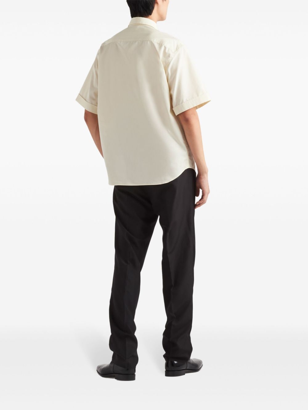 Shop Prada Short-sleeved Cotton Shirt In Neutrals