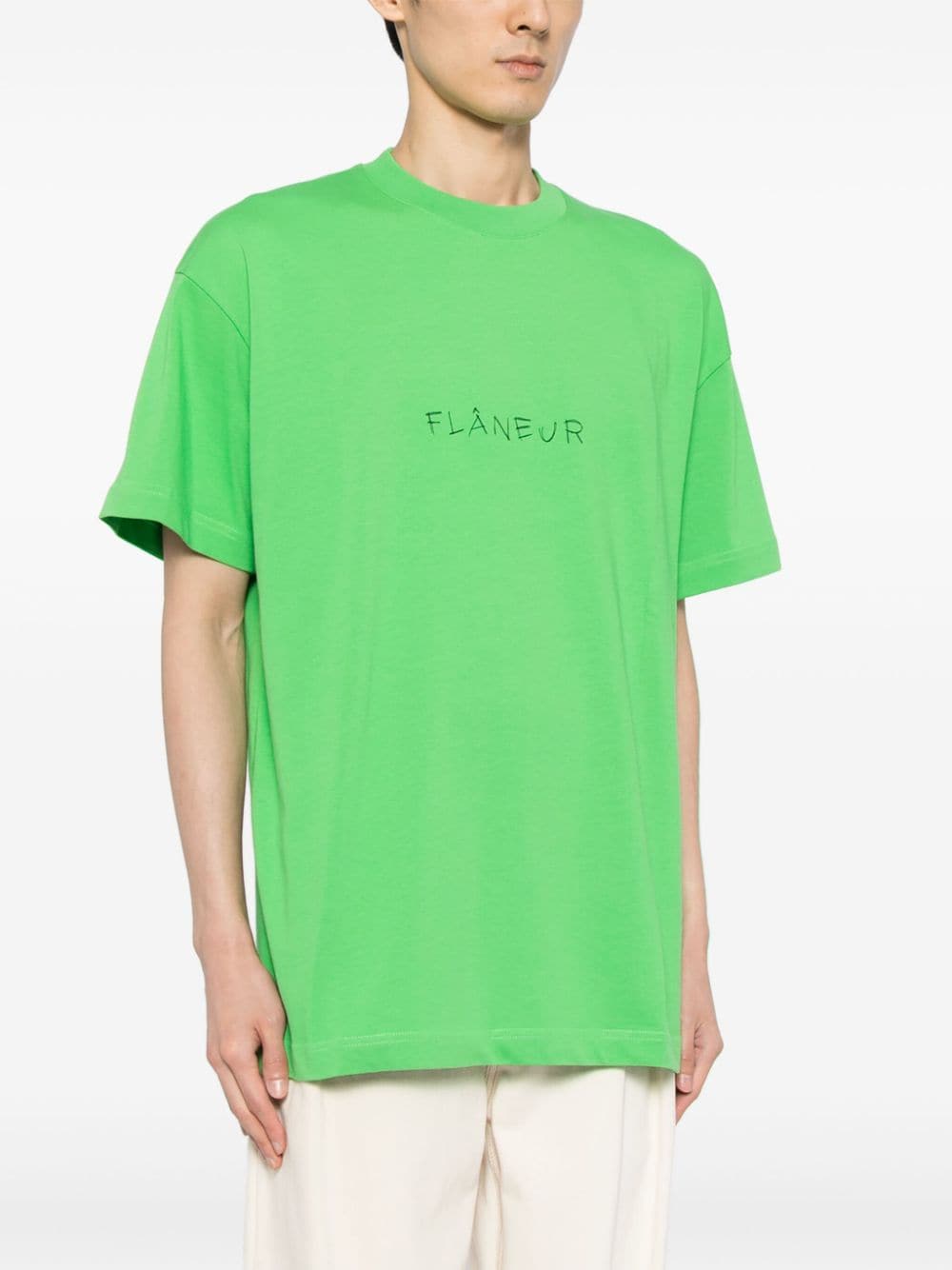 Shop Flâneur Logo-handwritten Cotton T-shirt In Green