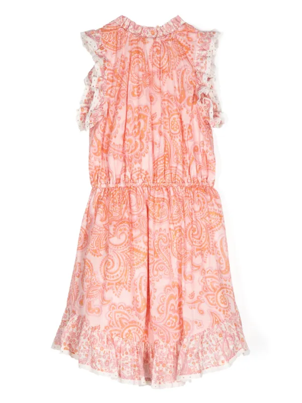 ZIMMERMANN Kids Ottie paisley-print Pleated Dress Pink FARFETCH AU