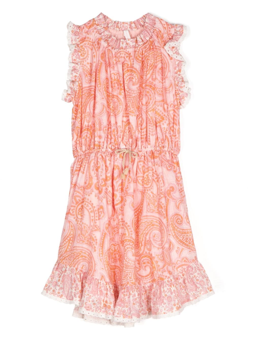 Shop Zimmermann Ottie Paisley-print Pleated Dress In 粉色