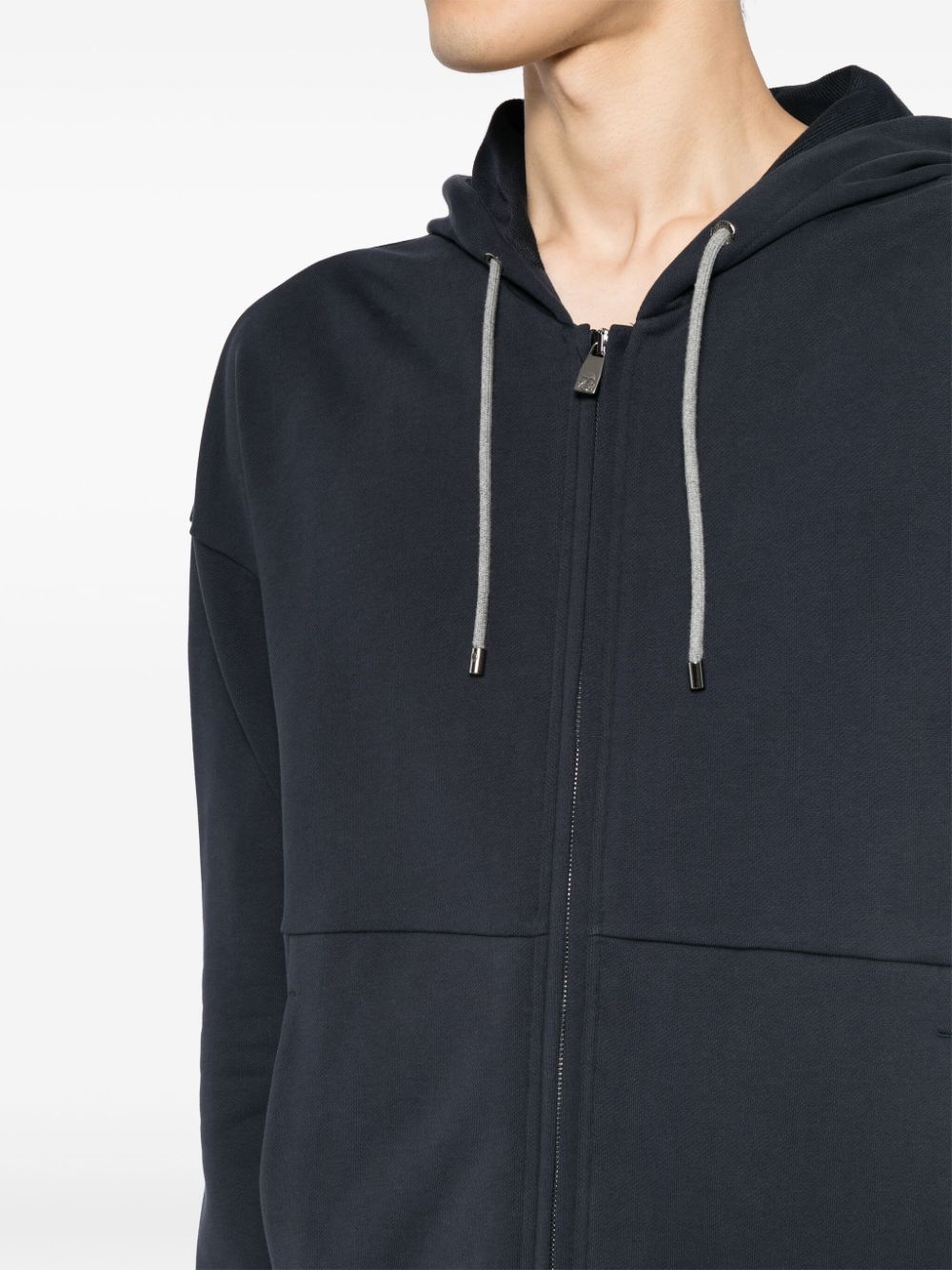 Shop Corneliani Zip-up Cotton Hoodie In Blue