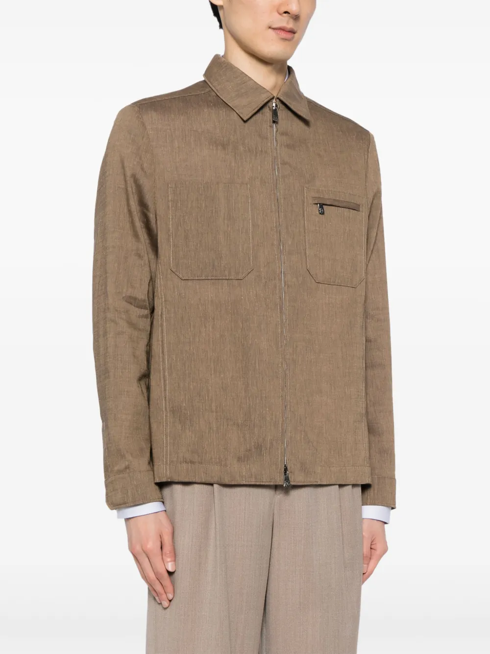 Corneliani Gemêleerd shirtjack met rits Bruin