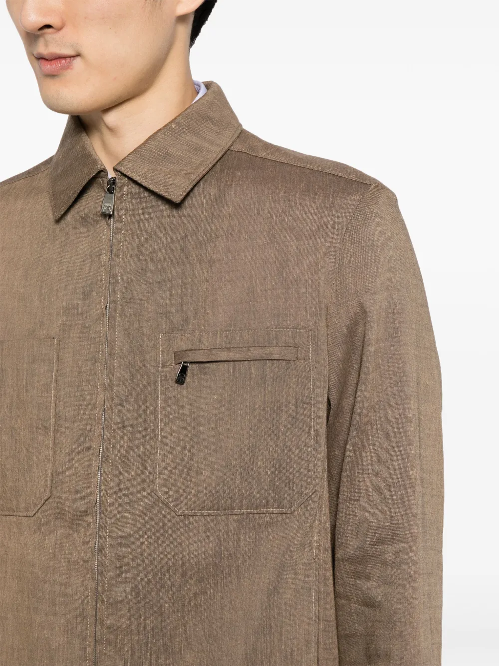 Corneliani Gemêleerd shirtjack met rits Bruin