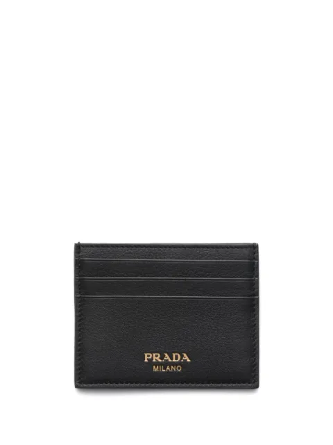 Prada logo-stamp leather card holder