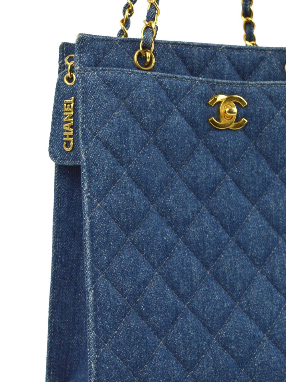 CHANEL 1998 quilted denim tote bag Women