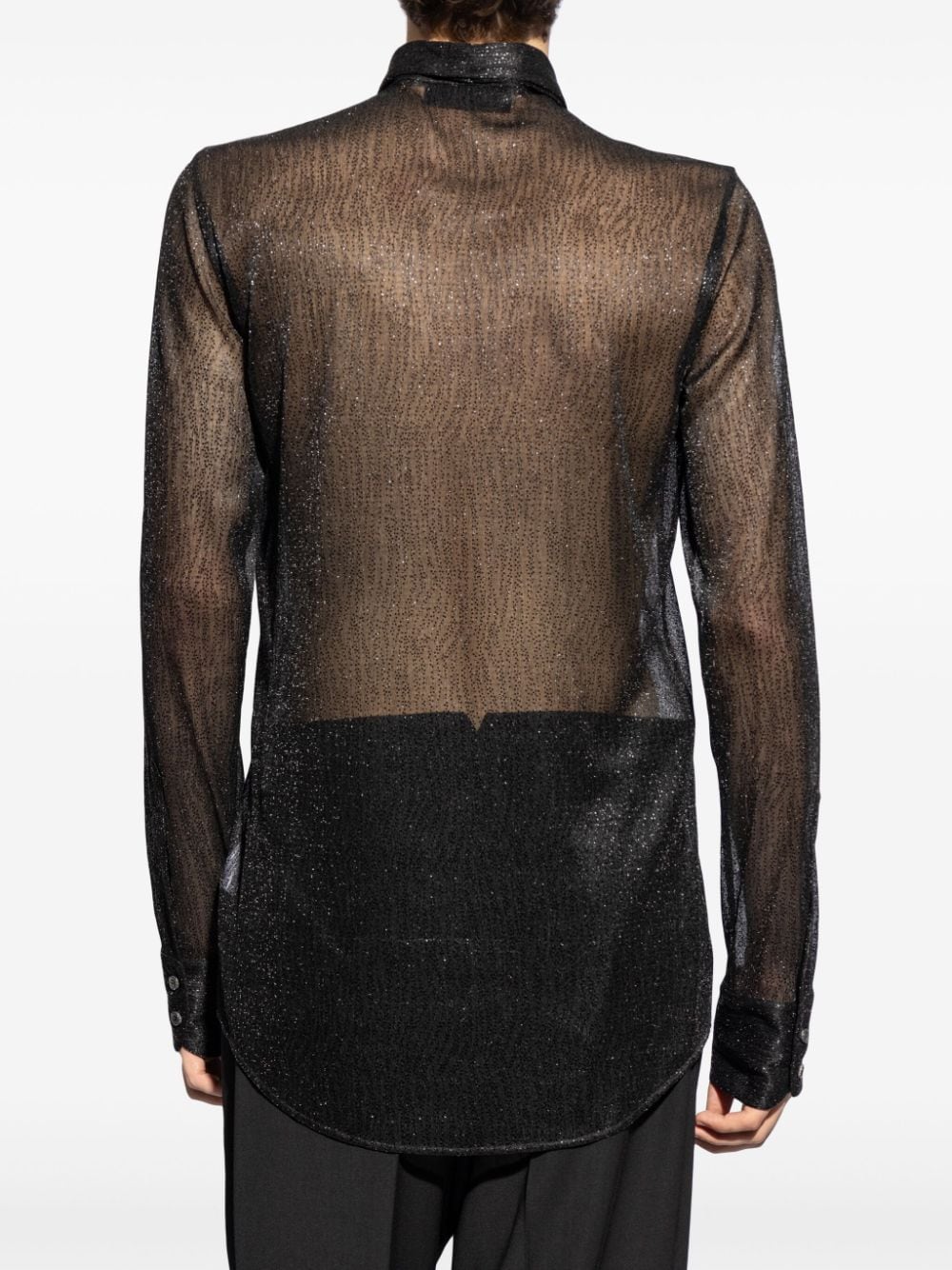 Shop Dsquared2 Pussy-bow Collar Semi-sheer Shirt In Black