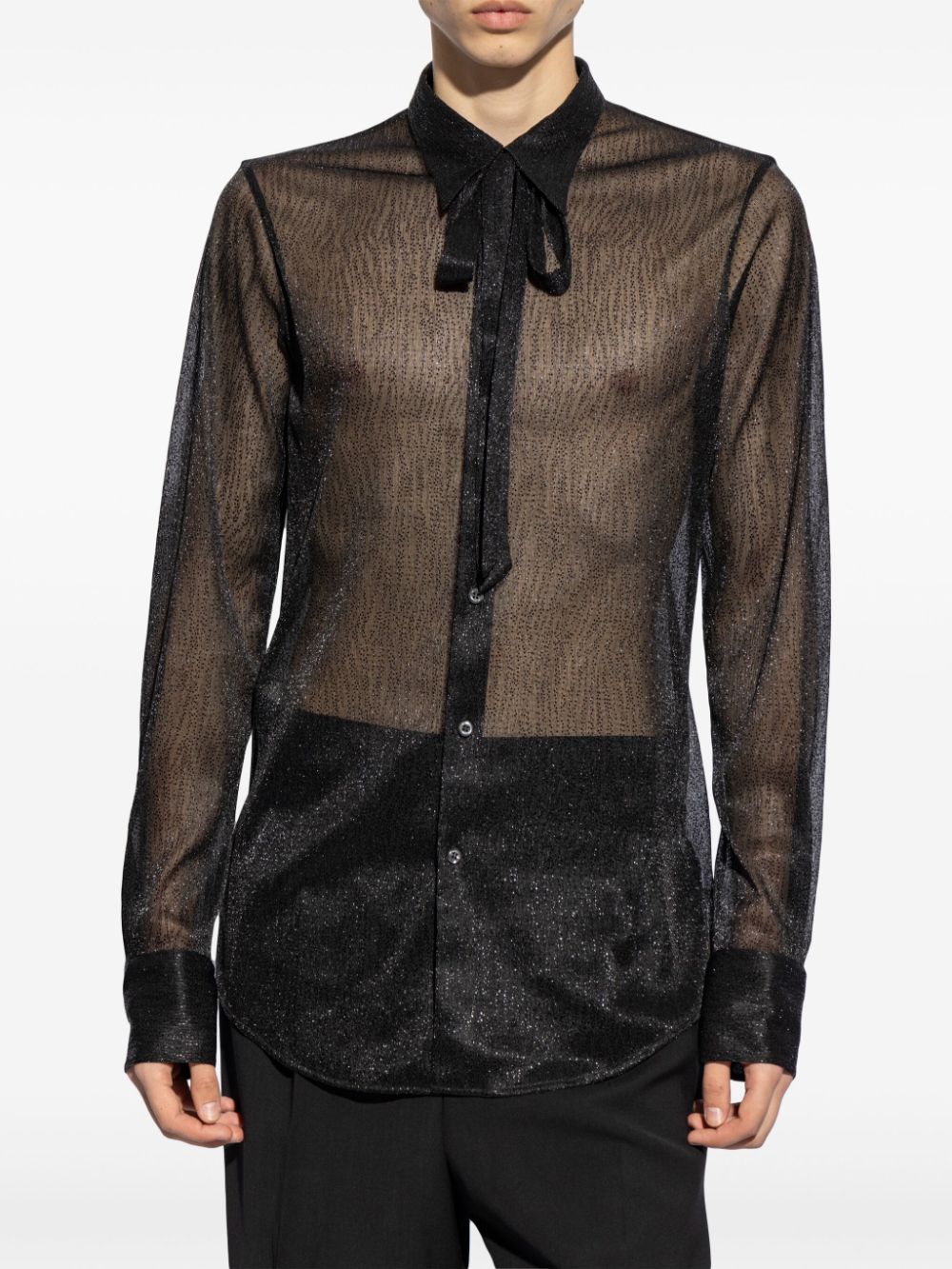 Shop Dsquared2 Pussy-bow Collar Semi-sheer Shirt In Black