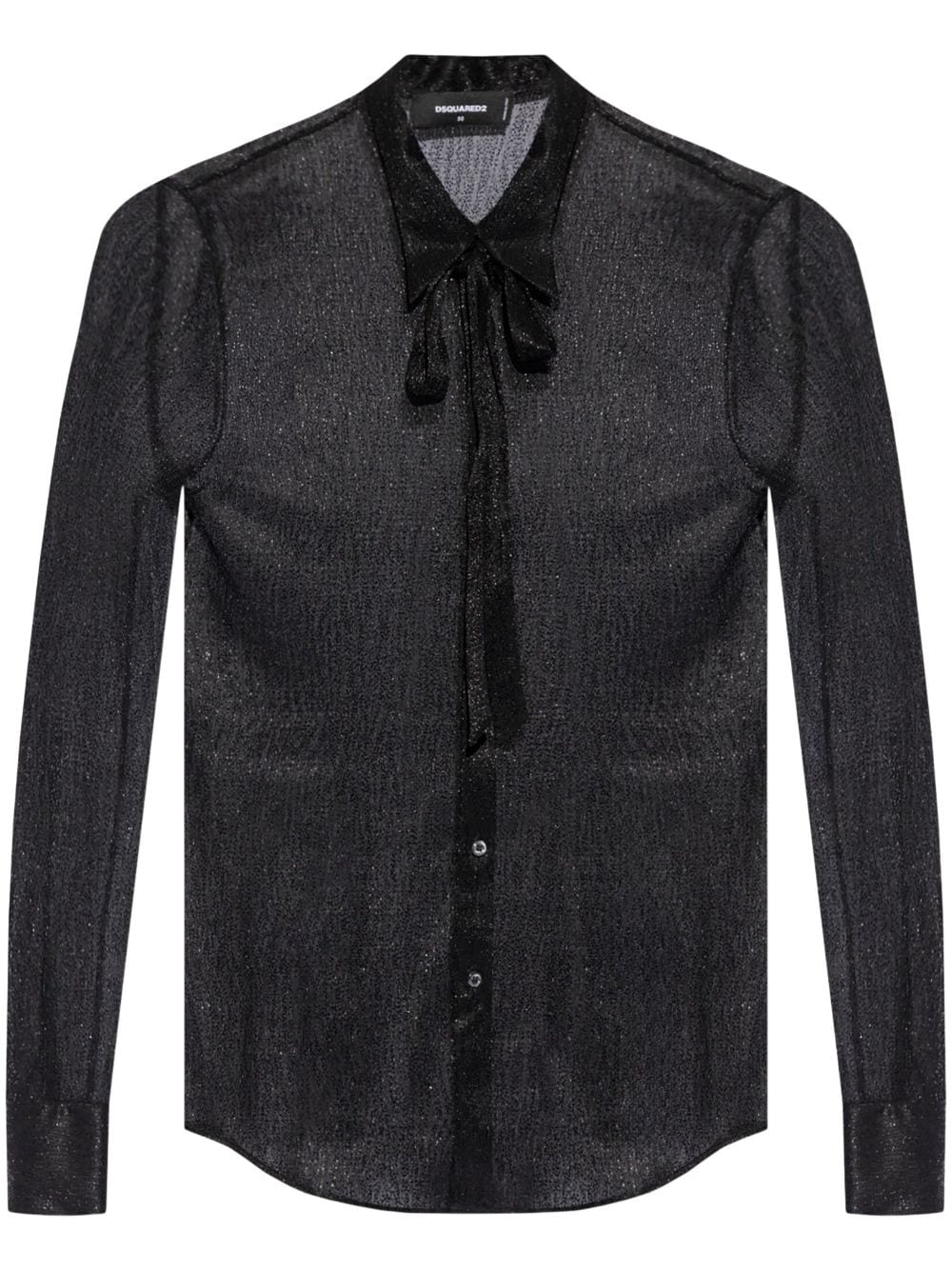 Dsquared2 Pussy-bow Collar Semi-sheer Shirt In Black