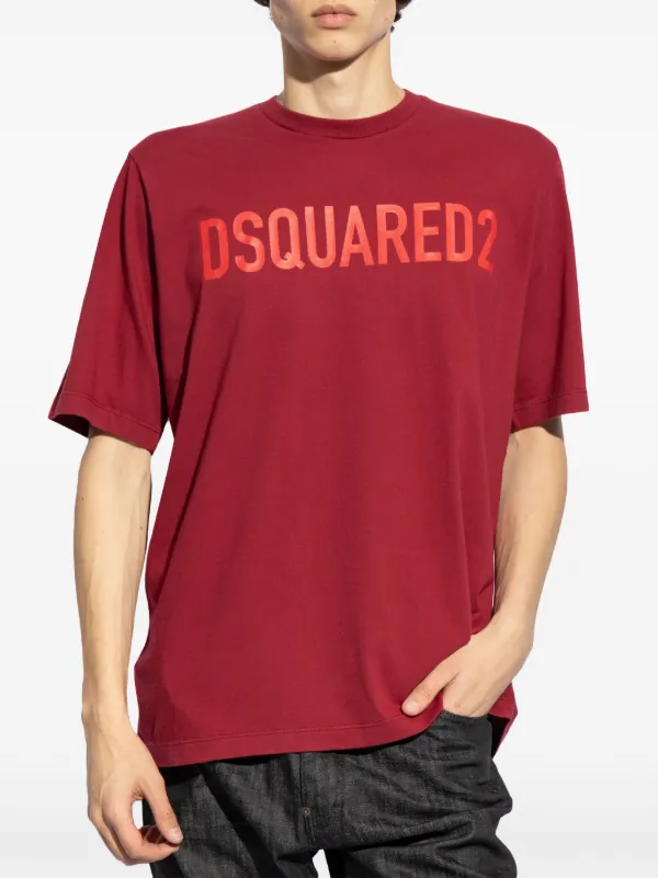 DSQUARED2 サーフィンTシャツ レッド DSQUARED2 logo-print Cotton T-shirt | Red | FARFETCH