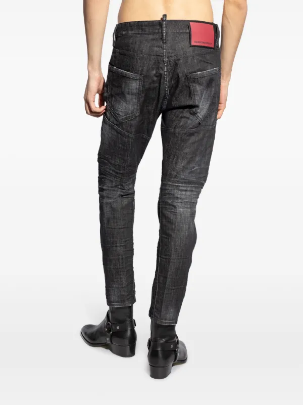DSQUARED2 ブラックダークグレー デニム DSQUARED2 ダメージ スリムジーンズ | ブラック | FARFETCH JP