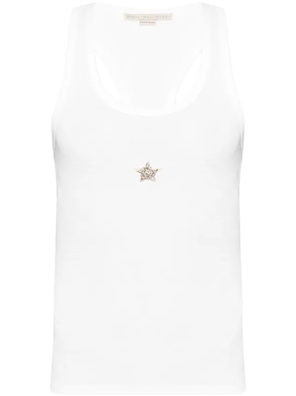 Stella McCartney Crystal Star Racerback Tank Top in White