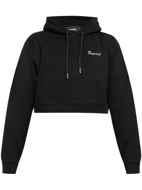 DSQUARED2 rhinestone-logo cropped hoodie Women