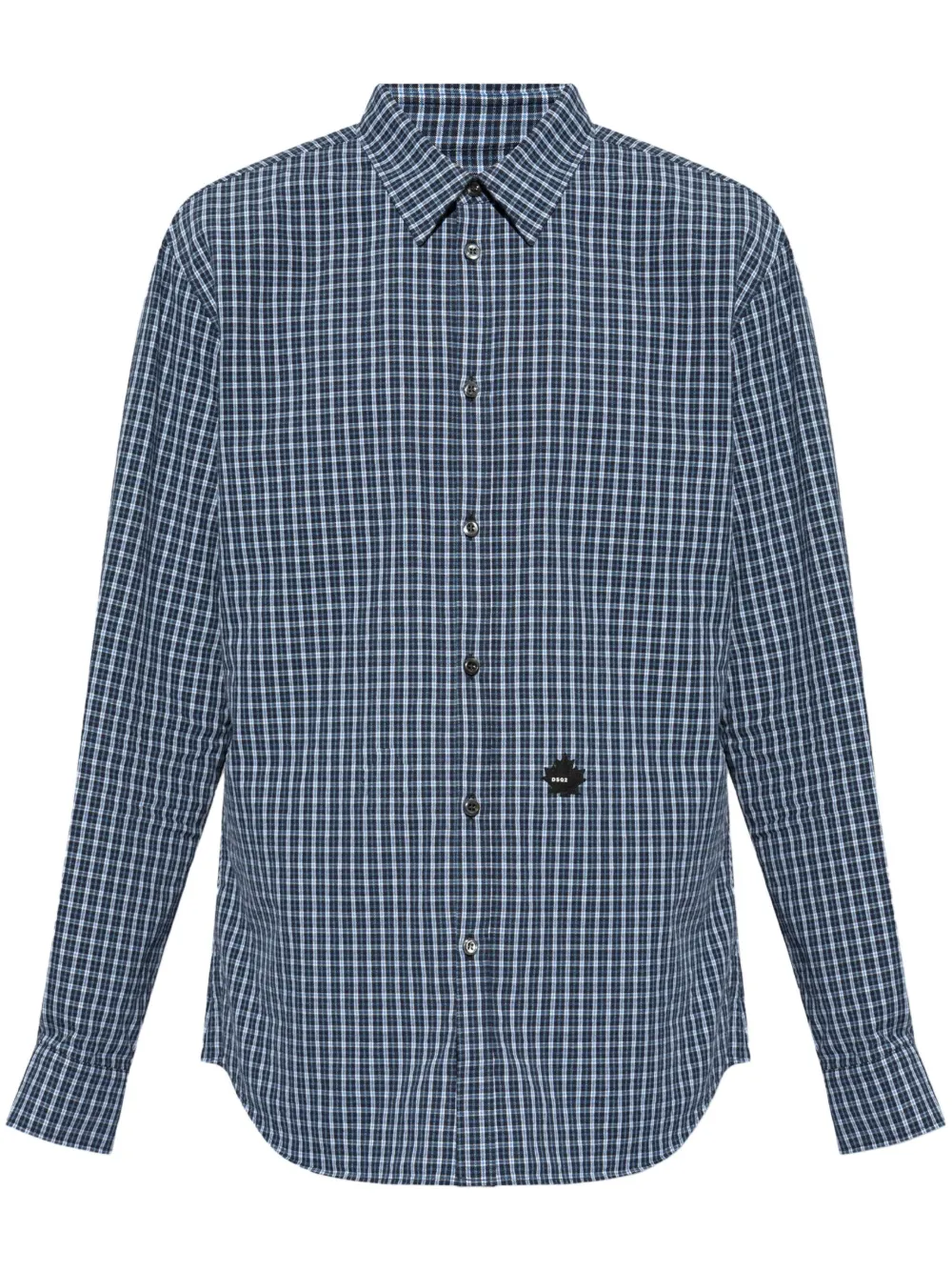 Dsquared2 Logo-patch Plaid Cotton Shirt In Blue