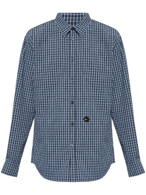 DSQUARED2 logo-patch plaid cotton shirt