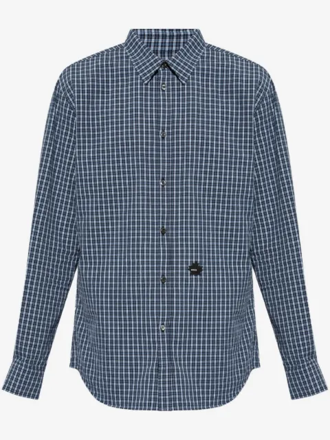DSQUARED2 logo-patch plaid cotton shirt