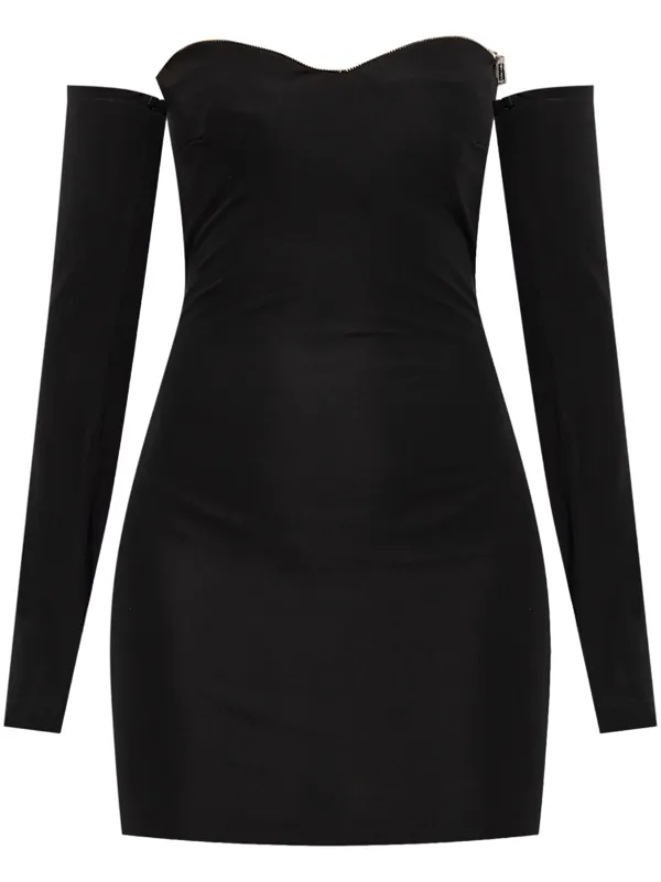 knee length dresses for ladies Running Out of Time Off Shoulder Long Sleeve Mini Dress Black main image 0