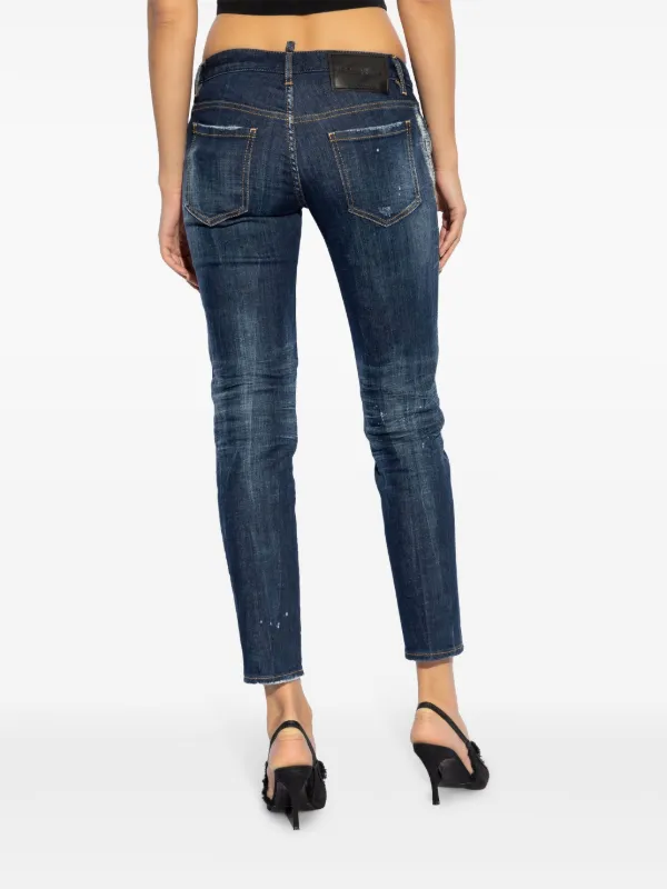 【関税込 日本発送】DSQUARED2 ロゴパッチ ジーンズ ブルー DSQUARED2 ロゴパッチ ジーンズ | ブルー | FARFETCH JP