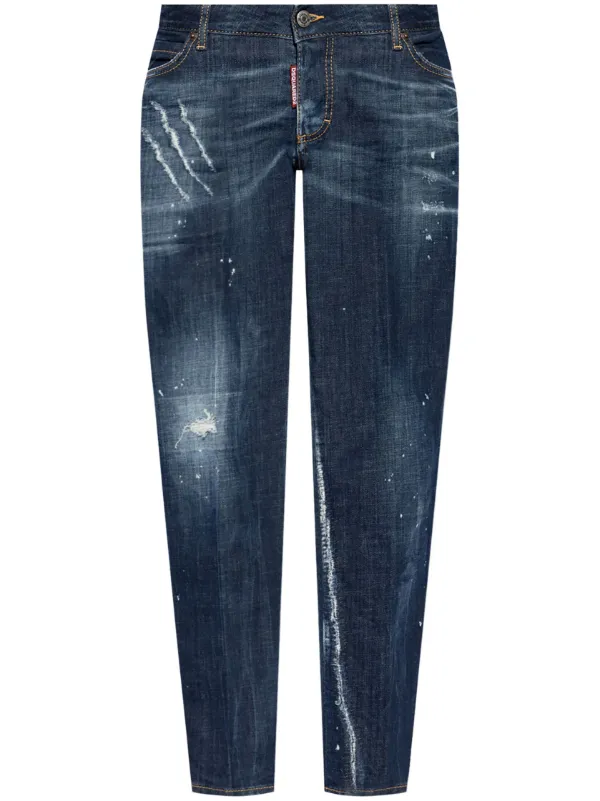 【関税込 日本発送】DSQUARED2 ロゴパッチ ジーンズ ブルー DSQUARED2 ロゴパッチ ジーンズ | ブルー | FARFETCH JP
