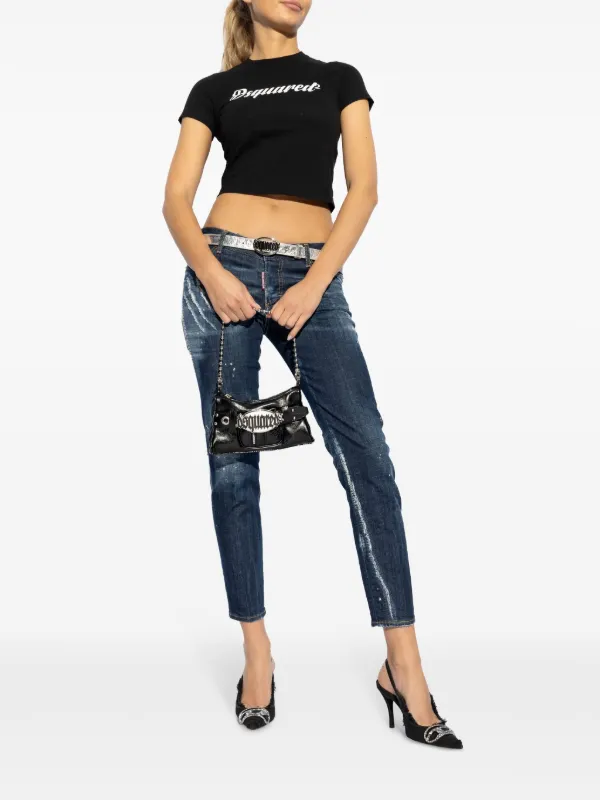 DSQUARED2 ロゴパッチ ジーンズ | ブルー | FARFETCH JP