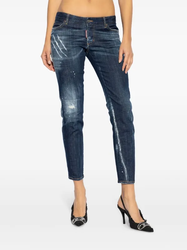 【関税込 日本発送】DSQUARED2 ロゴパッチ ジーンズ ブルー DSQUARED2 ロゴパッチ ジーンズ | ブルー | FARFETCH JP