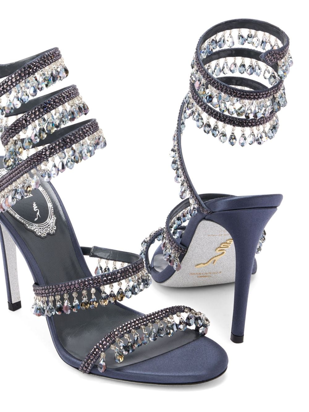 Shop René Caovilla 105mm Chandelier Sandals In Grau