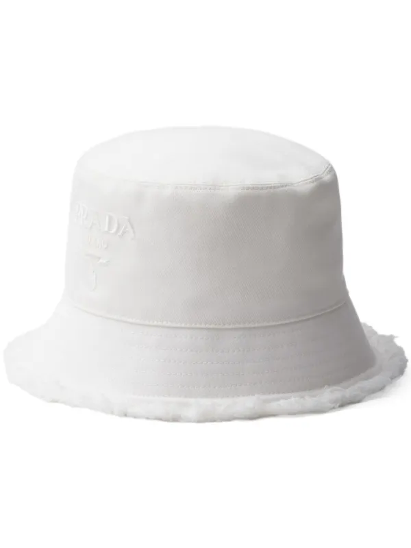 Prada logo embroidered Bucket Hat White FARFETCH IE