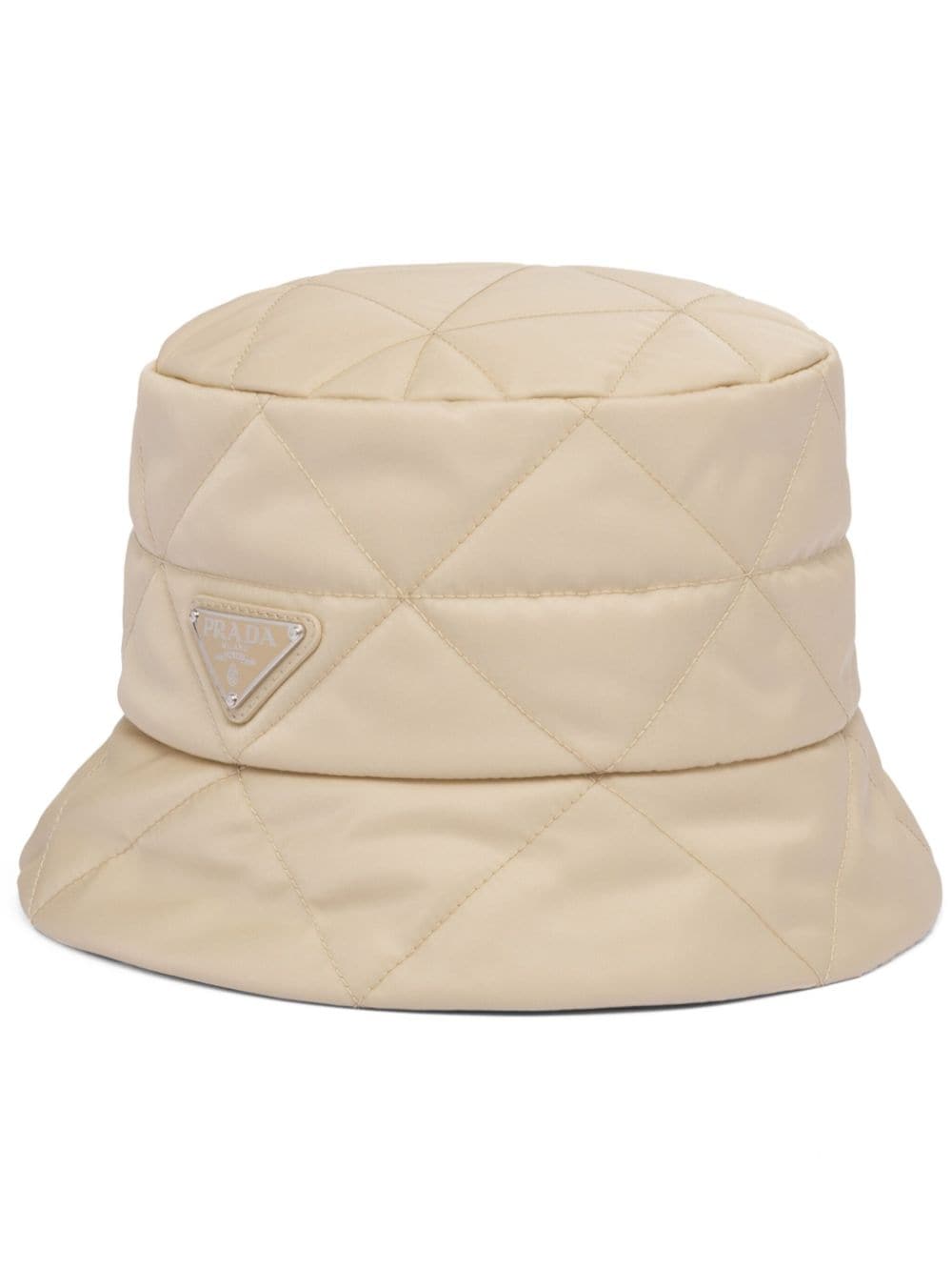 Shop Prada Triangle-logo Quilted Bucket Hat In Neutrals