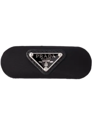 Prada enamel-logo Hair Clip | Black | FARFETCH