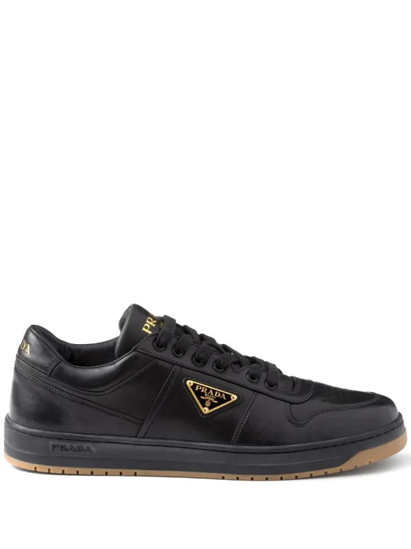 ☆送料関税込☆PRADA レザースニーカートライアングルロゴ☆ Prada トライアングル レザースニーカー | ブラック | FARFETCH JP