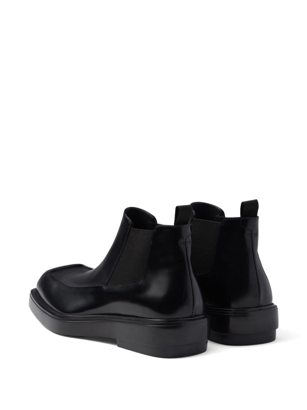 Shop Prada Square-toe Leather Chelsea Boots In Black