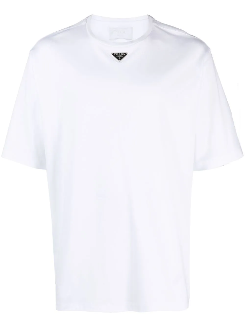 Prada T-shirt With Triangular Plaque In White