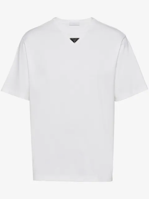 Prada Camiseta de algodão com logo triangular