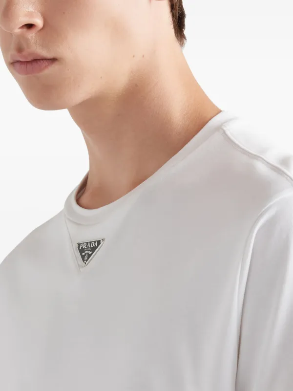 Prada triangle-logo Cotton T-shirt | White | FARFETCH Prada triangle-logo Cotton T-shirt | White | FARFETCH
