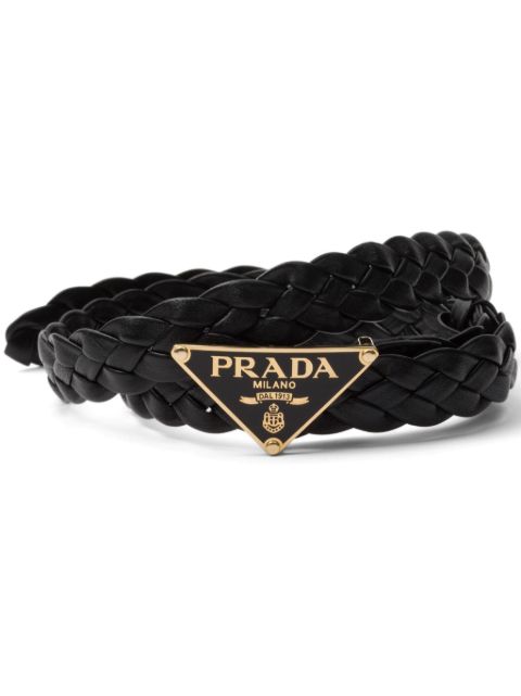 Prada triangle-logo braided belt