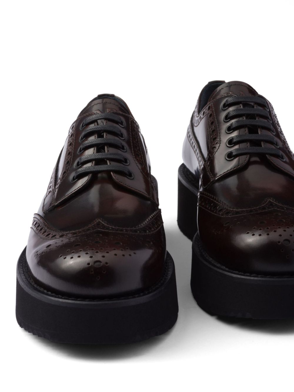 Prada brushed-leather brogues Brown