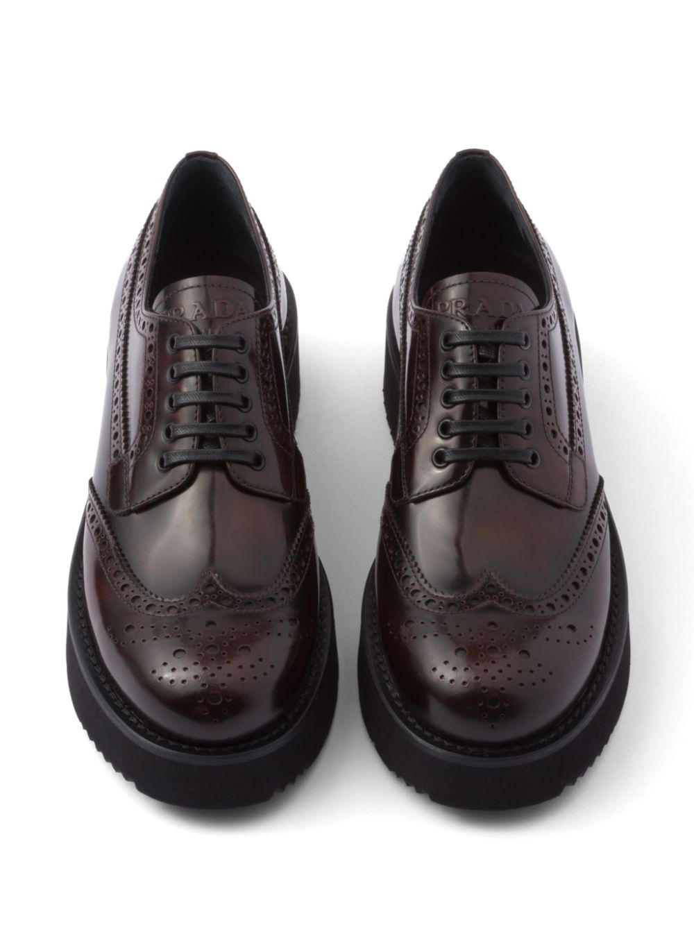 Prada brushed-leather brogues Brown