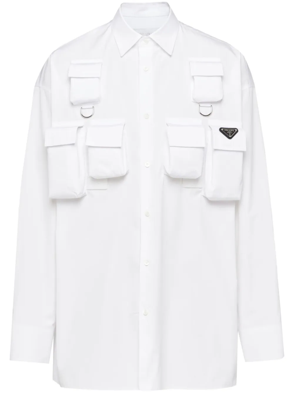 Prada multiple-pocket cotton shirt Wit