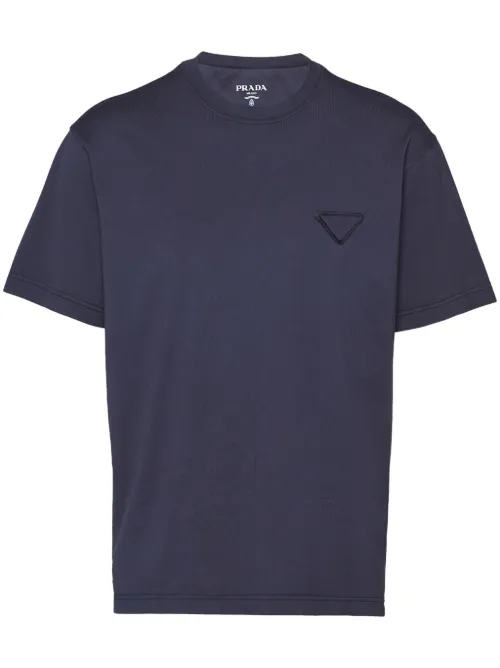 T-shirt en coton à patch logo - Prada - Modalova