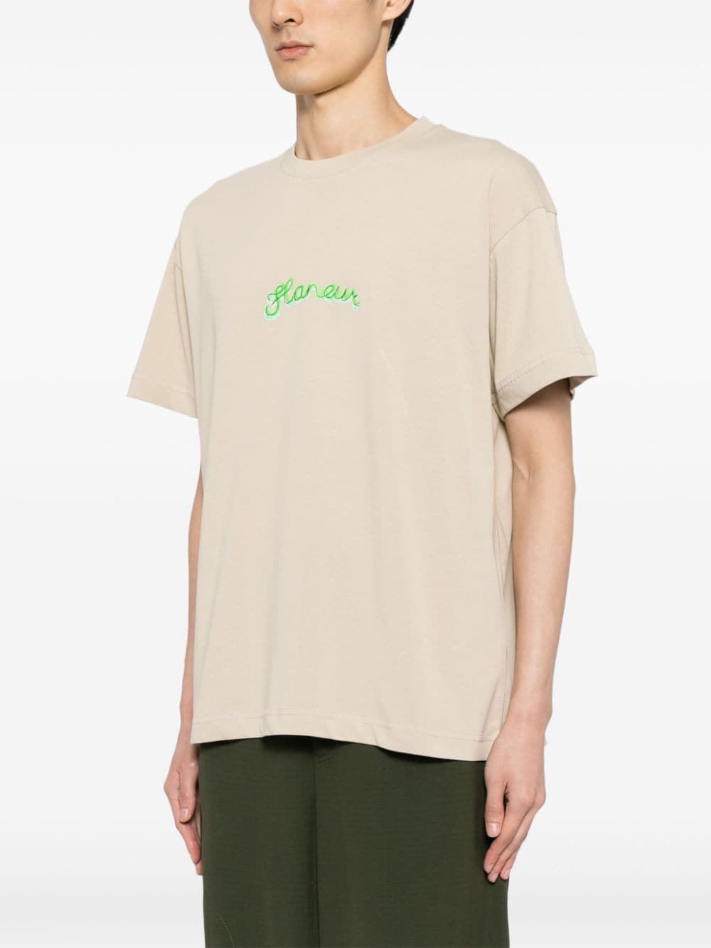 Shop Flâneur Signature Watercolor Cotton T-shirt In Neutrals