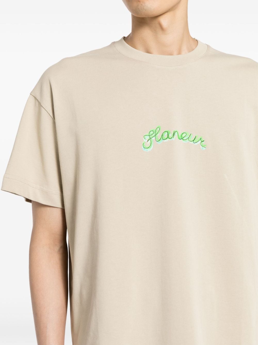 Shop Flâneur Signature Watercolor Cotton T-shirt In Neutrals