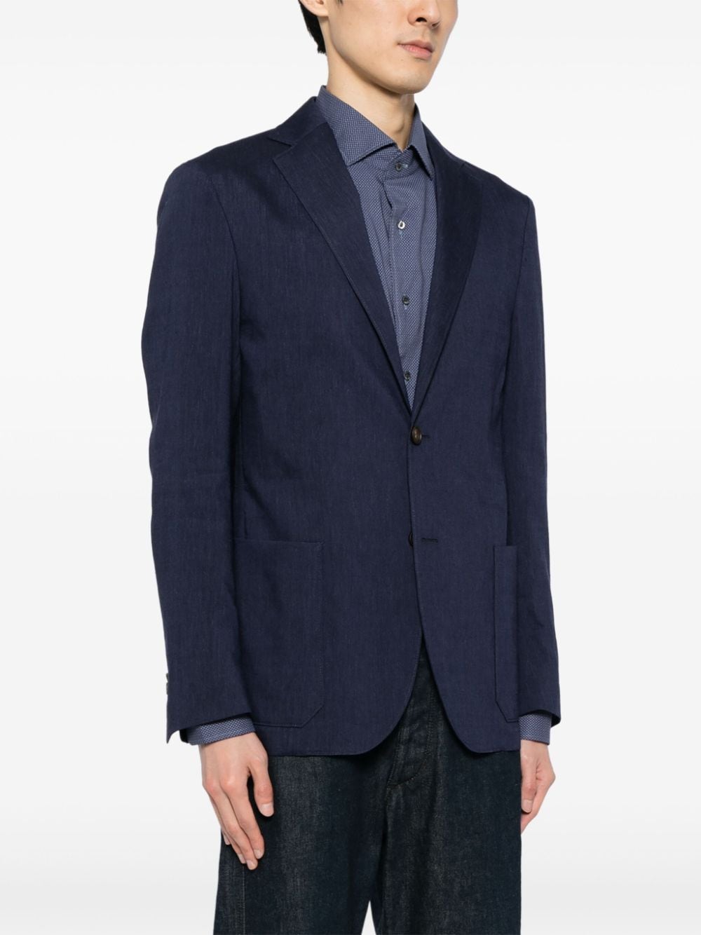 Shop Corneliani Mélange-effect Single-breasted Blazer In Blau