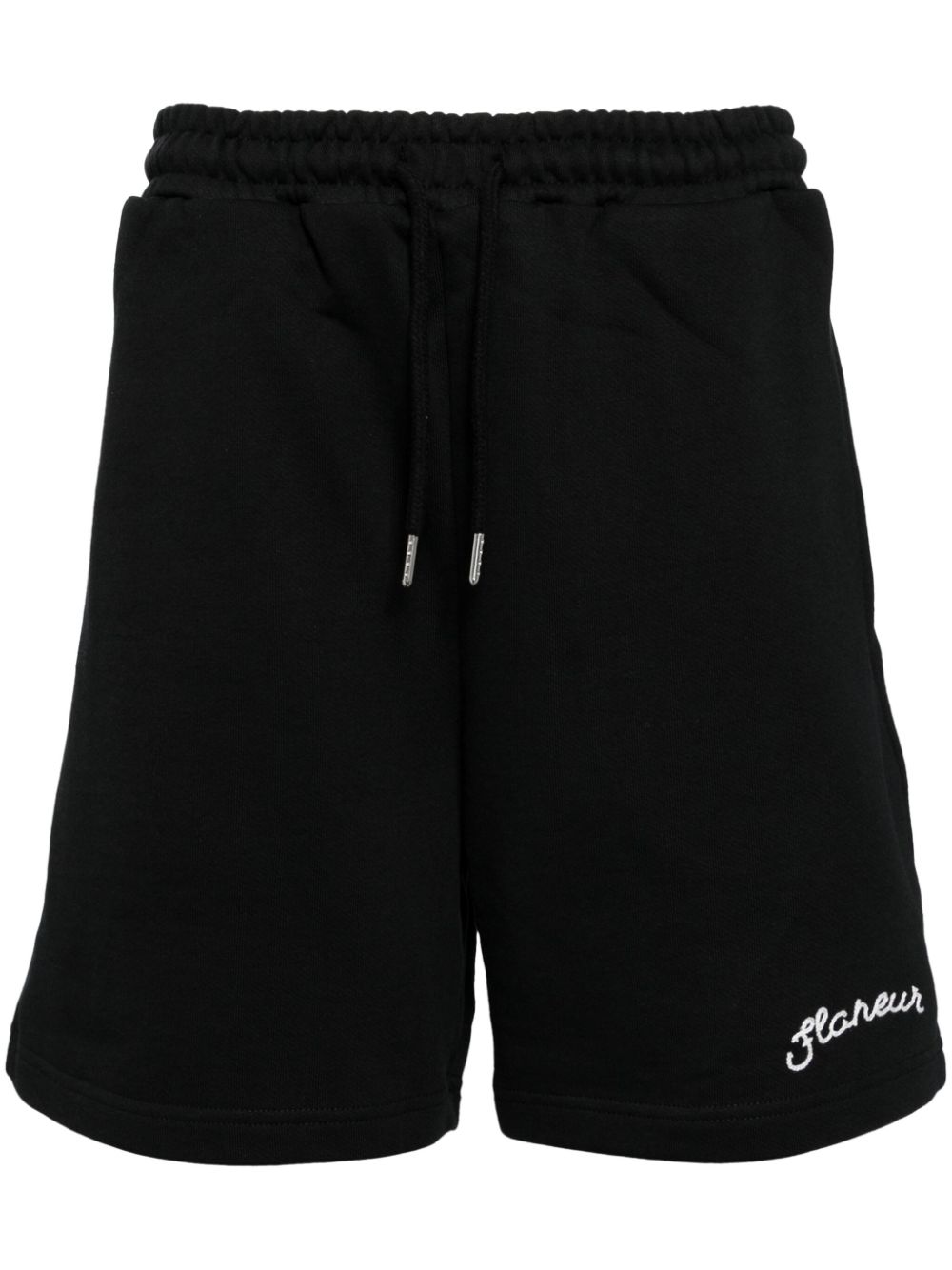Flâneur Signature Cotton Shorts In Black